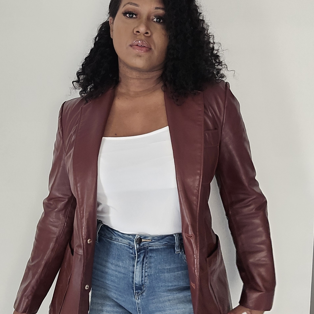 Women's Burgundy Vintage Leather Jacket